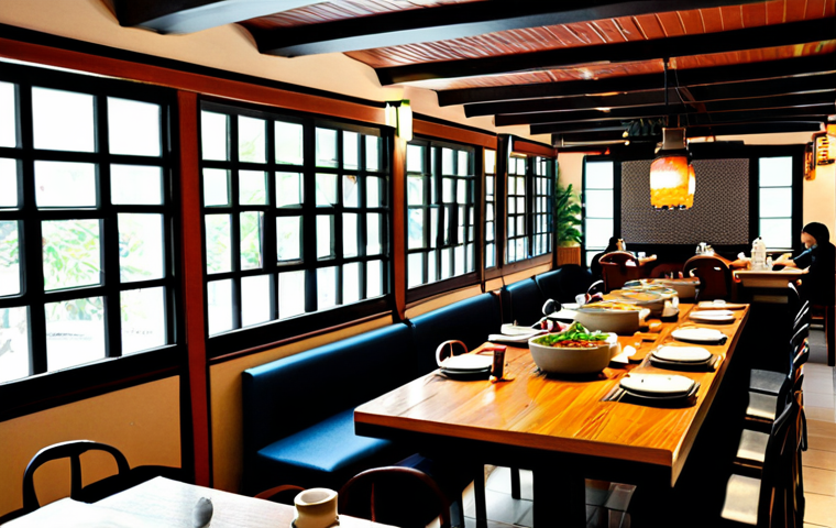 **
"A cozy Korean restaurant interior in Malé, Maldives. Diners are enjoying kimchi jjigae (kimchi stew) and bibimbap (mixed rice). Fully clothed patrons. The restaurant has a warm, inviting atmosphere. Safe for work, appropriate content, perfect anatomy, natural proportions, modest decor, professional photography, high quality, family-friendly setting."
**