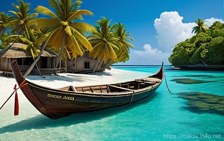 몰디브 고대 지도 - **Prompt 1: Ancient Trade Crossroads of "Divi"**
A vibrant, sun-drenched scene depicting an anci...